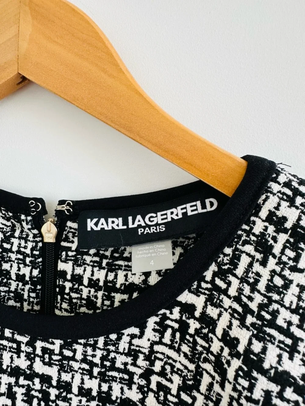 Karl Lagerfeld Black & White Tweed Mini Dress - Picture 8 of 9